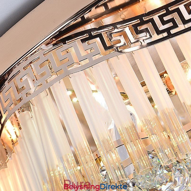 Moderne Krystalltaklampe Med Innfelt Tak, Luksuriøs Rund Belysning