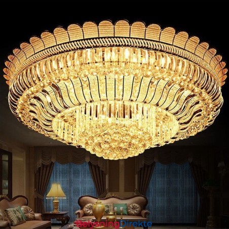 Luksuriøs Krystalltaklampe Gull, Innfelt Rund Belysning