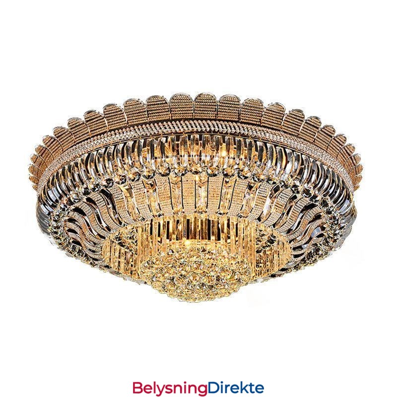 Luksuriøs Krystalltaklampe Gull, Innfelt Rund Belysning