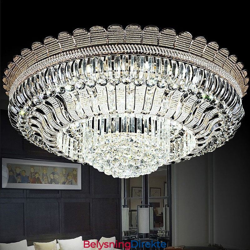 Luksuriøs Krystalltaklampe Gull, Innfelt Rund Belysning