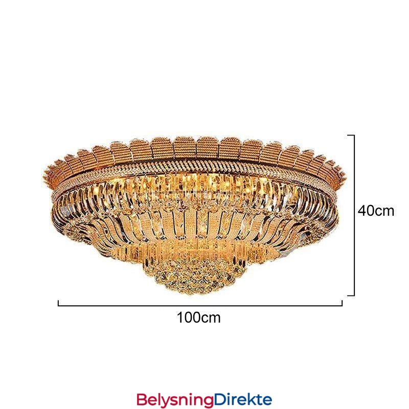 Luksuriøs Krystalltaklampe Gull, Innfelt Rund Belysning
