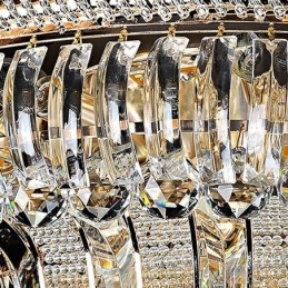 Luksuriøs Krystalltaklampe Gull, Innfelt Rund Belysning