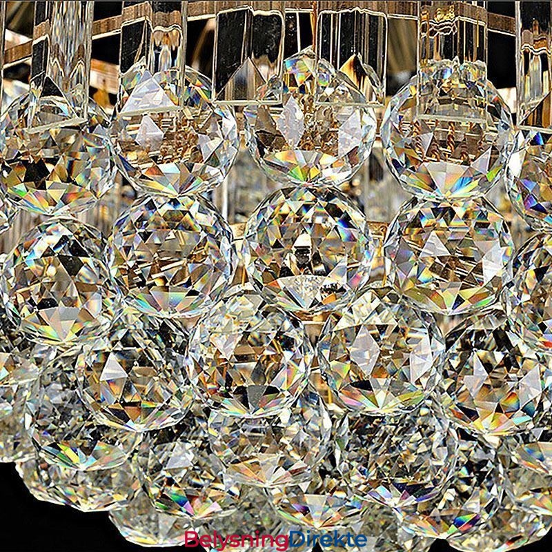 Luksuriøs Krystalltaklampe Gull, Innfelt Rund Belysning