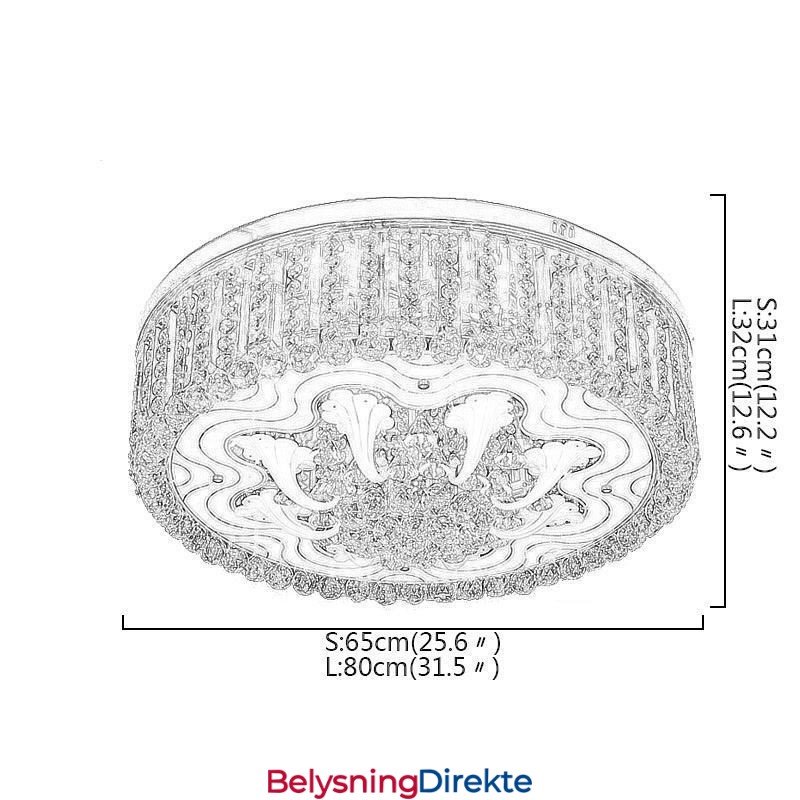 Elegant Innfelt Lampe I Gullkrystall Med Taklampe