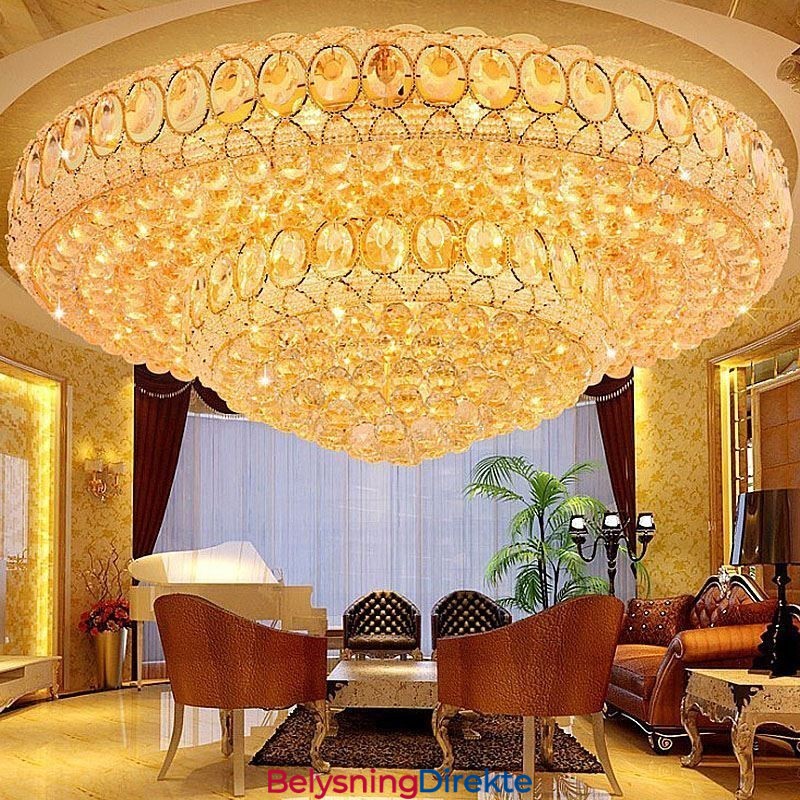 Luksuriøs Krystalltaklampe Europeisk Rund Innfelt Belysning