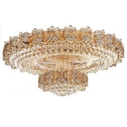 Moderne Gullfarget Krystalltaklampe Rund Innfelt Belysning