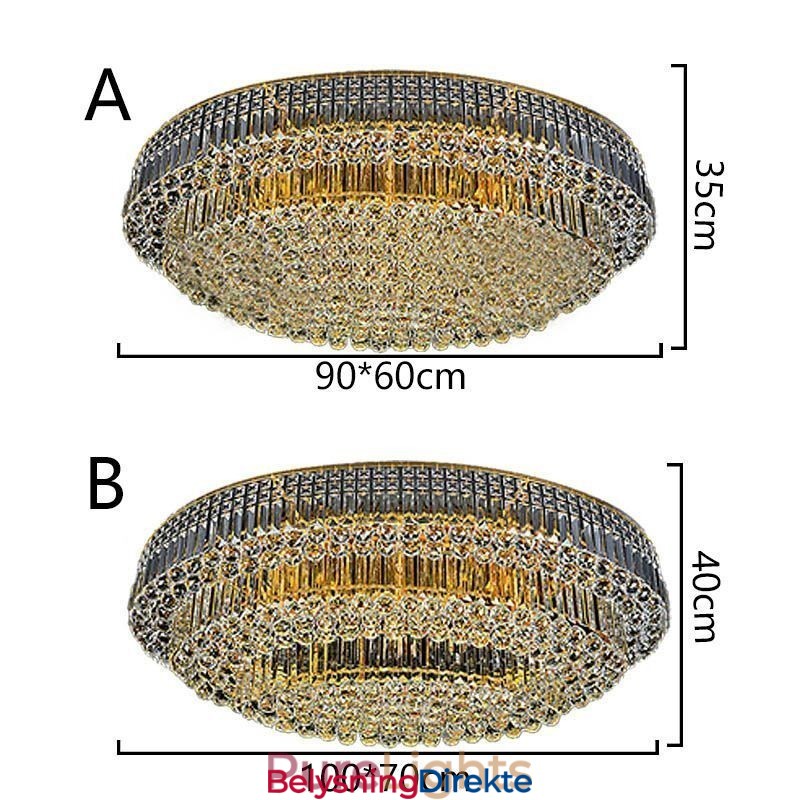 Krystalltaklampe Med Innfelt Montering, Europeisk Oval Lampe