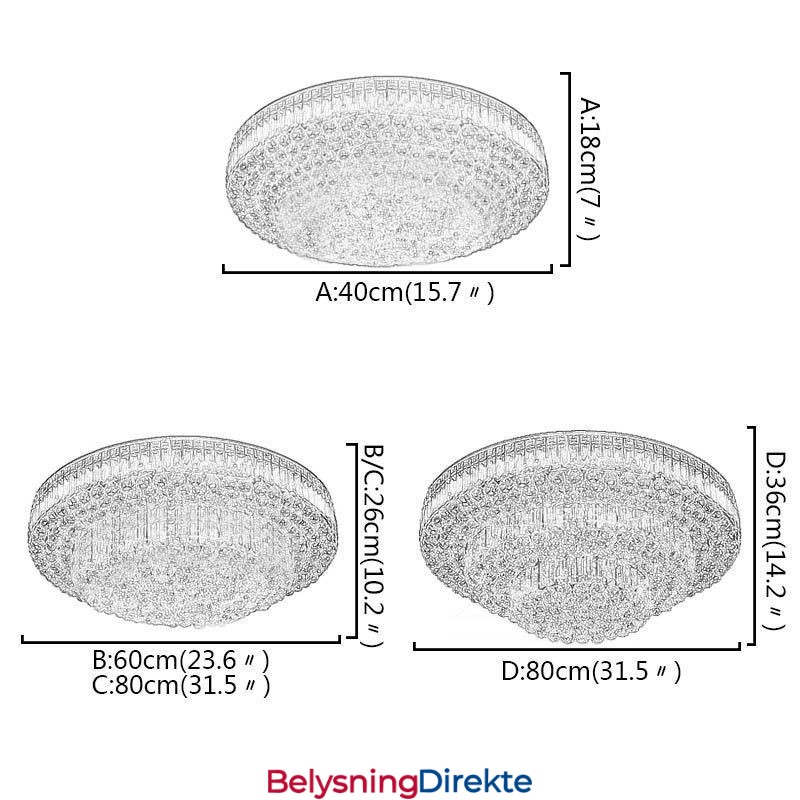 Innfelt Krystalltaklampe Europeisk Rund Belysning