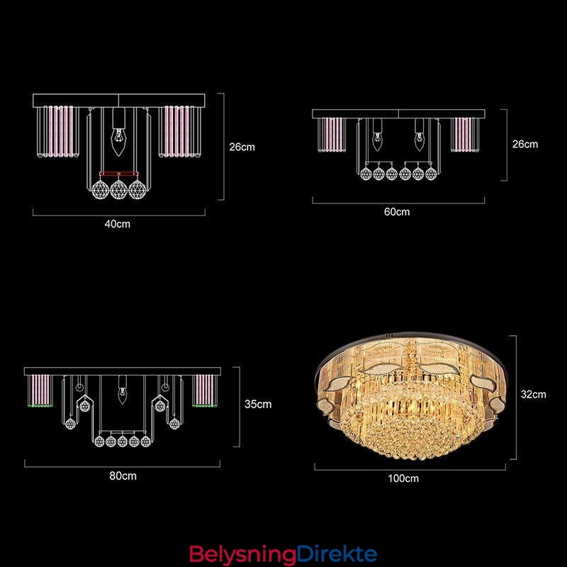 Krystall Taklampe Moderne Enkel Rund Innfelt Lampe