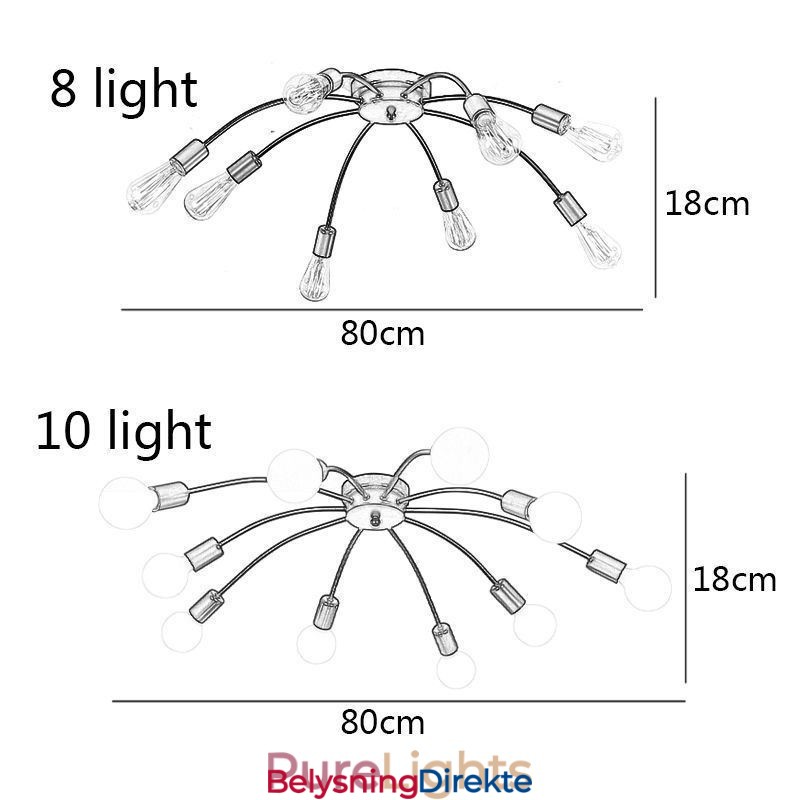 Taklampe Med Edderkopp, Antikk Klassisk Innfelt Spisestuelampe, 8-10 Armer