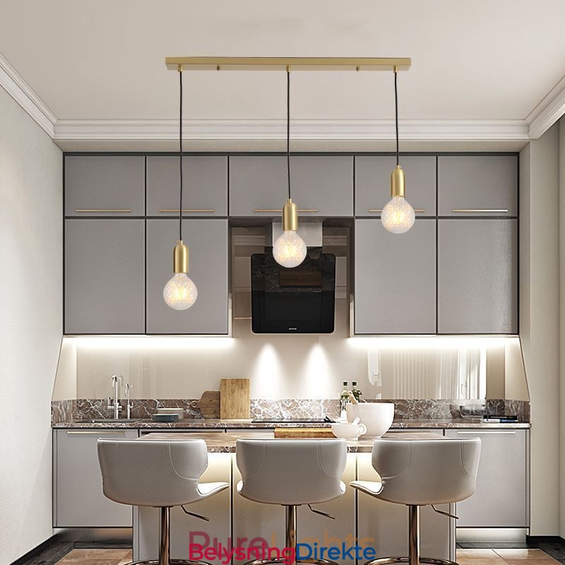 Nordisk Messing 3 Anhengslampe I Klyngeform, Kreativ Minimalistisk Lampe