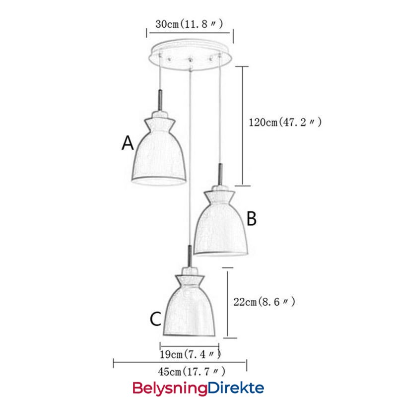 Nordisk Enkel Macaron-Anhengslampe I Jern Arti Med Tre Lys