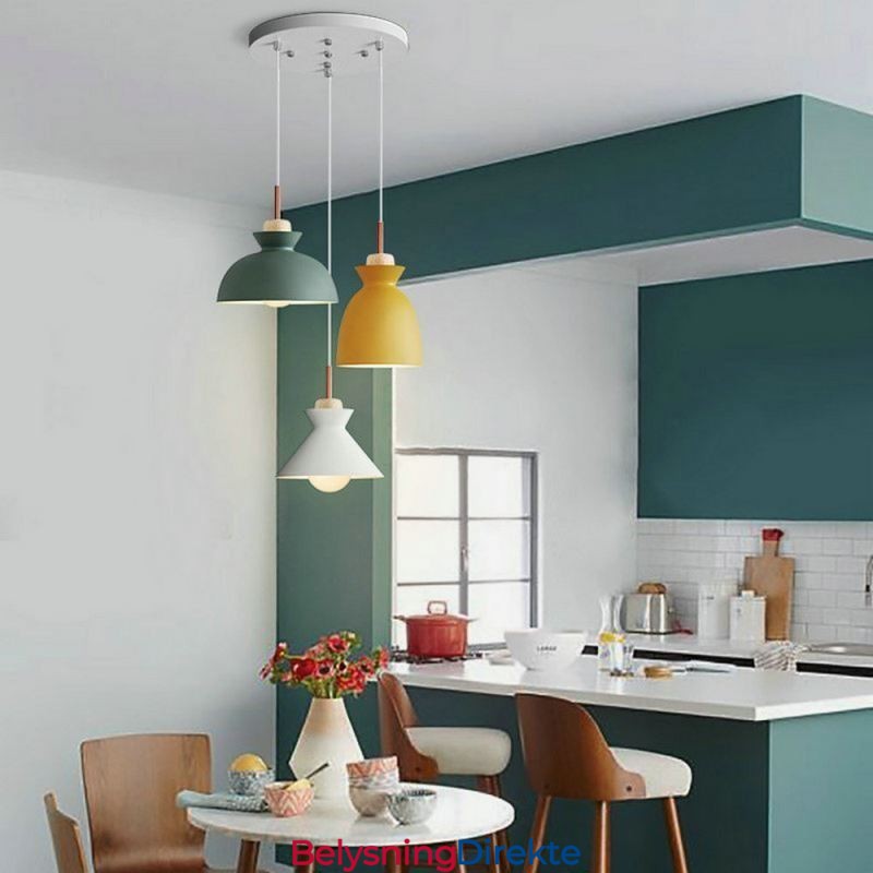 Macaron Pendellampe Nordisk Enkel Jern Arti Tre Lysarmatur