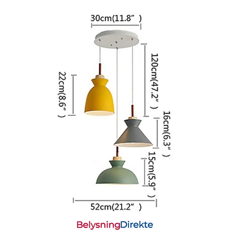 Macaron Pendellampe Nordisk Enkel Jern Arti Tre Lysarmatur