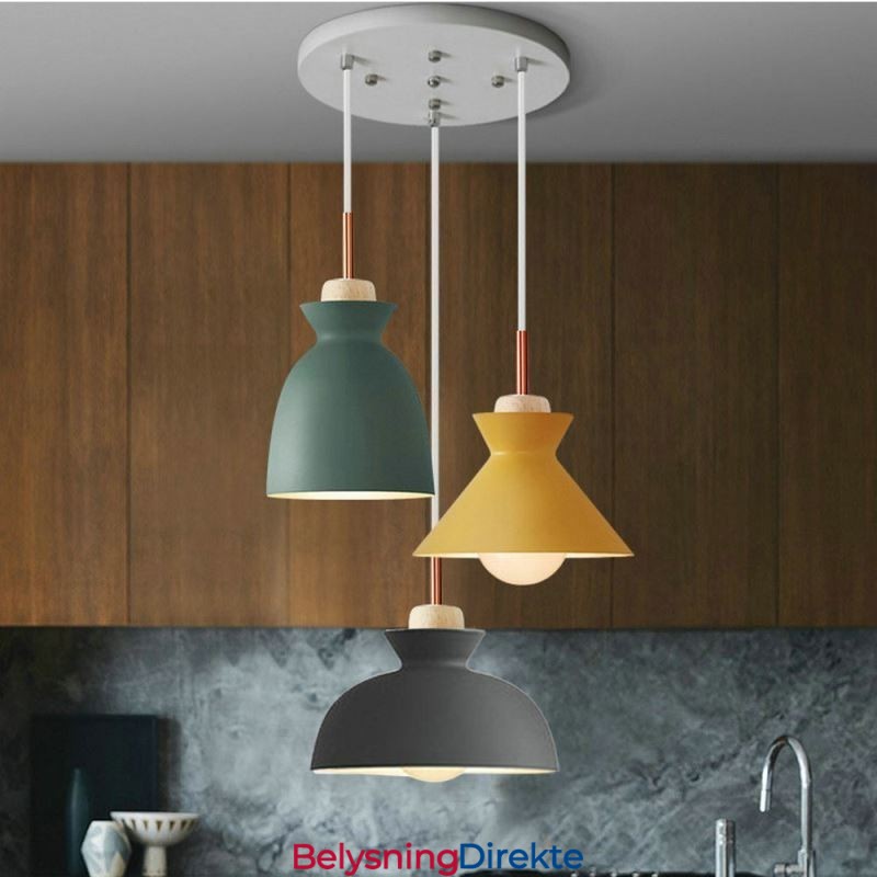 Macaron Pendellampe Nordisk Enkel Jern Arti Tre Lysarmatur