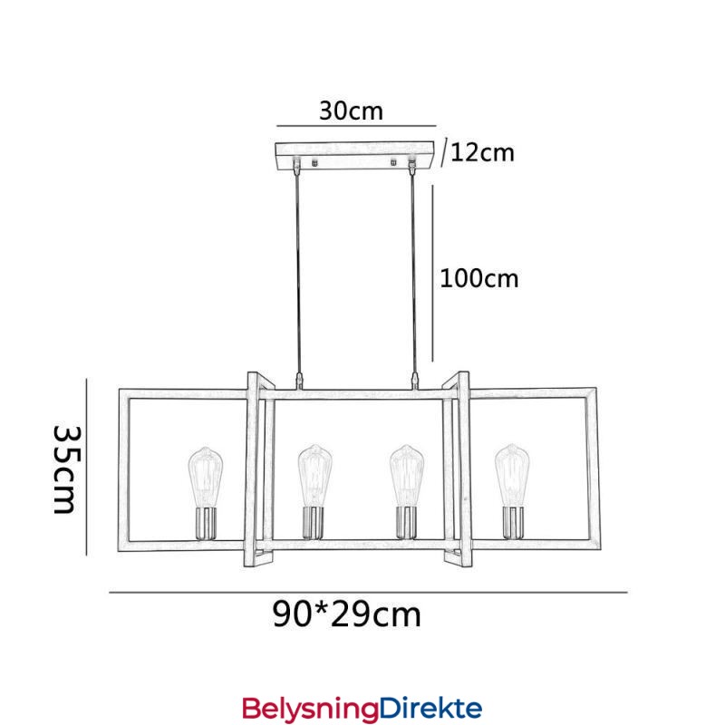 4-Lyss Pendellampe I Industriell Stil Lightingway