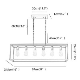 Pendellampe I Landlig Stil, Øystil, 6 Lys