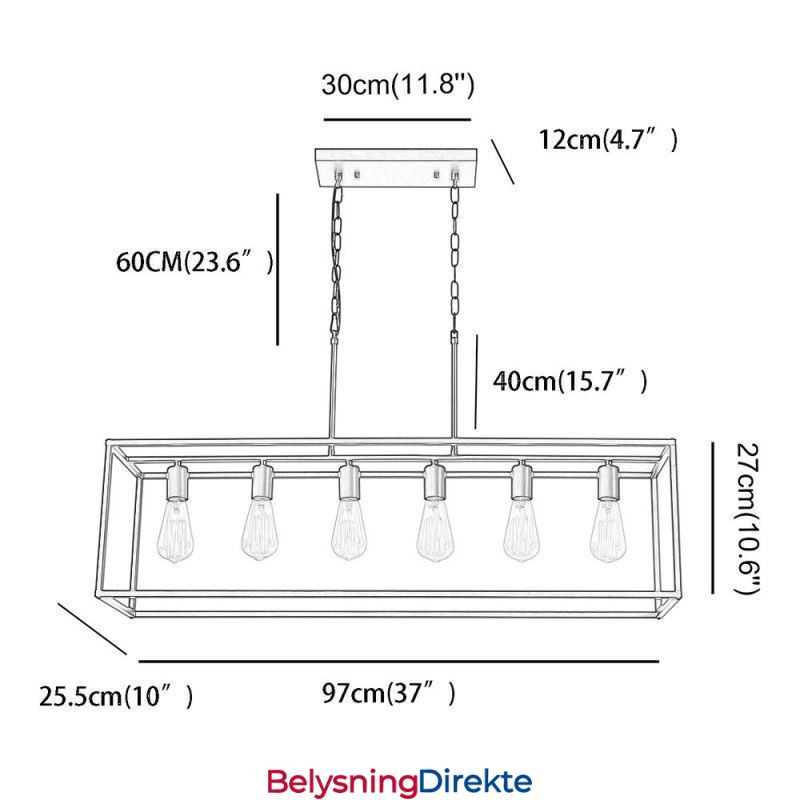 Pendellampe I Landlig Stil, Øystil, 6 Lys