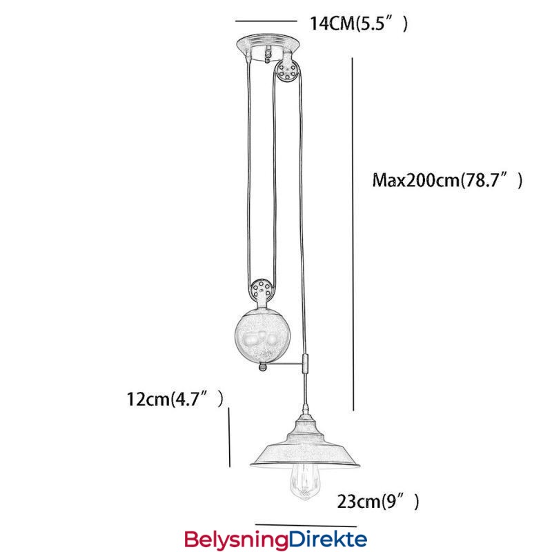 Industriell Gårdshus-Pendellampe Med Triss, Uttrekkbar Design, Justerbar Høyde
