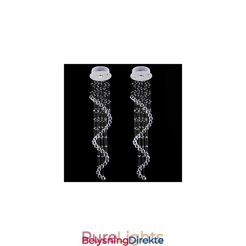 Krystall Pendellampe Lysekronebelysning 1 Lys Sølv Canpoy Klar K9 Krystall Helix Taklampe H120 Cm