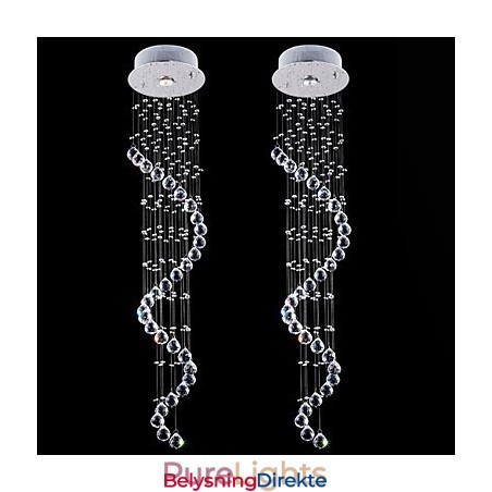 Krystall Pendellampe Lysekronebelysning 1 Lys Sølv Canpoy Klar K9 Krystall Helix Taklampe H120 Cm