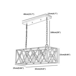 Rustikk Rektangulær Pendellampe Med 4 Lys, Landlig Hengelampe