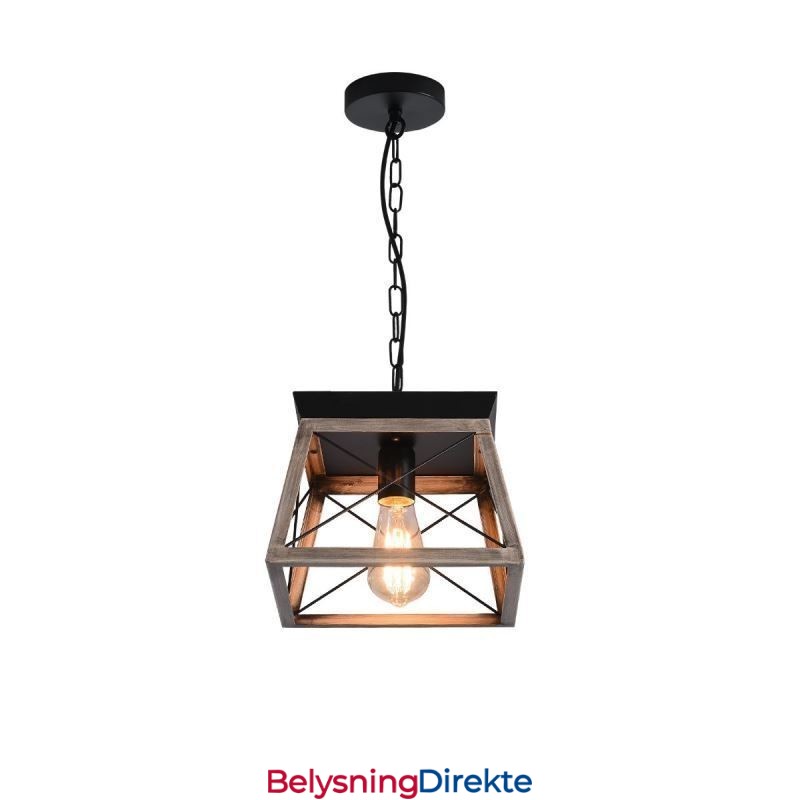 Vintage Trapesformet Anhengslampe I Metall, Svart Hengelampe