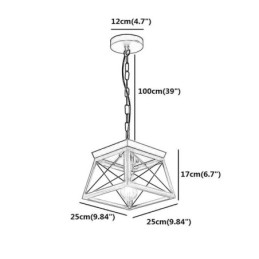 Vintage Trapesformet Anhengslampe I Metall, Svart Hengelampe