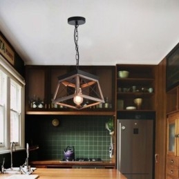 Vintage Trapesformet Anhengslampe I Metall, Svart Hengelampe