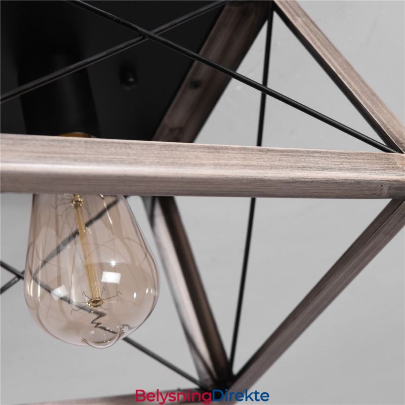 Vintage Trapesformet Anhengslampe I Metall, Svart Hengelampe