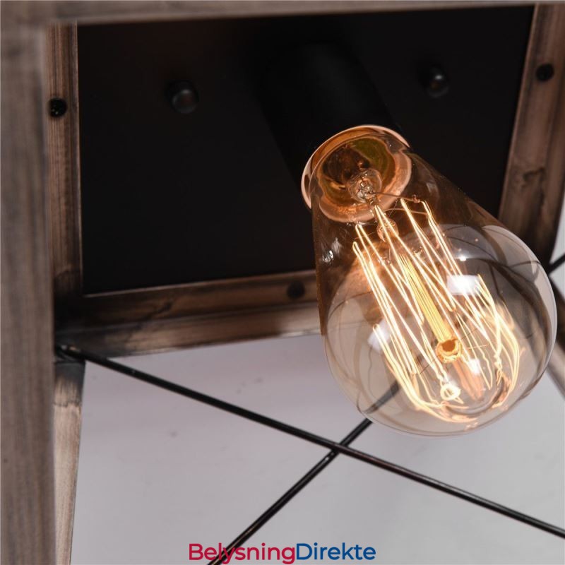 Vintage Trapesformet Anhengslampe I Metall, Svart Hengelampe