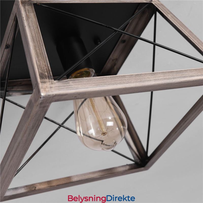 Vintage Trapesformet Anhengslampe I Metall, Svart Hengelampe