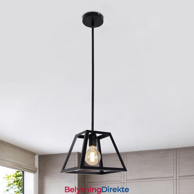 Rustikk Gårdshusformet Pendellampe Industriell Mini Metalltaklampe Trapesformet Øy