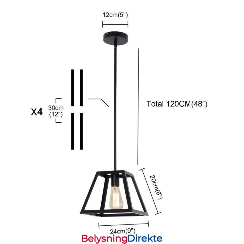 Rustikk Gårdshusformet Pendellampe Industriell Mini Metalltaklampe Trapesformet Øy