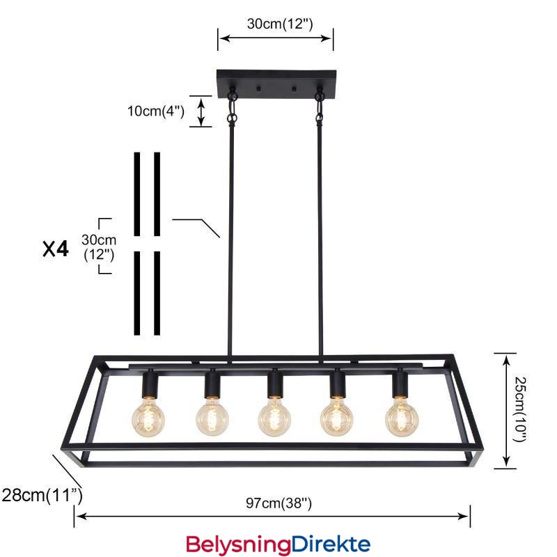 Industriell Metall Pendellampe Trapesformet Hengende Taklampe