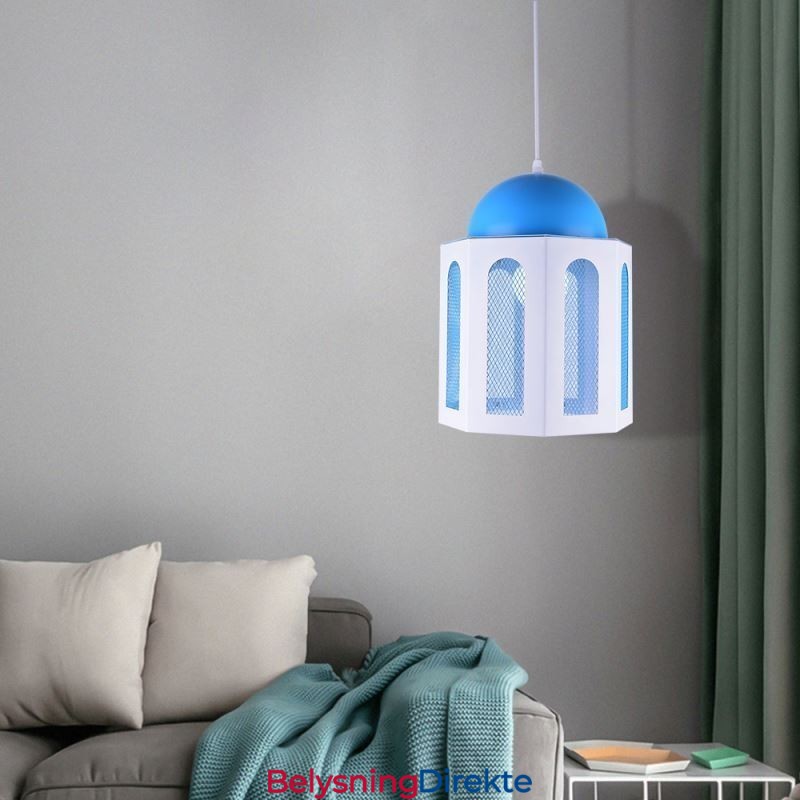 Slottformet Pendellampe Moderne Blå Og Hvit Fargelampe