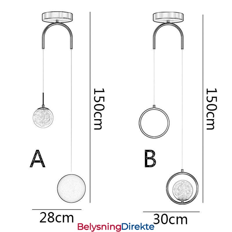 Rund Ringformet Pendellampe, Moderne Kuleformet Hengelampe