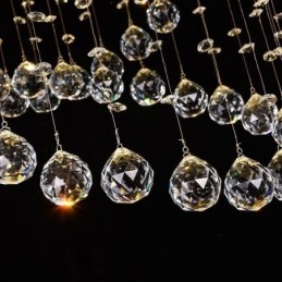 Moderne Krystalllysekrone Rund Regndråpetaklampe