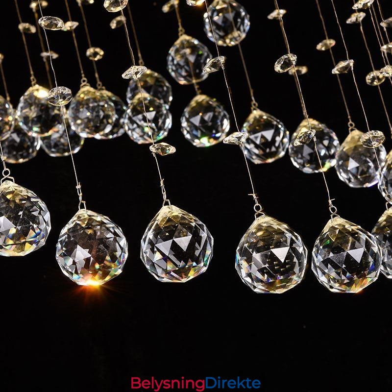 Moderne Krystalllysekrone Rund Regndråpetaklampe