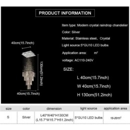 Moderne Firkantet Krystalllysekrone Moderne Elegant Taklampe Tosidig Trapp
