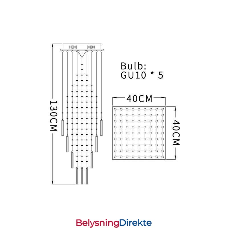 Moderne Firkantet Krystalllysekrone Moderne Elegant Taklampe Tosidig Trapp