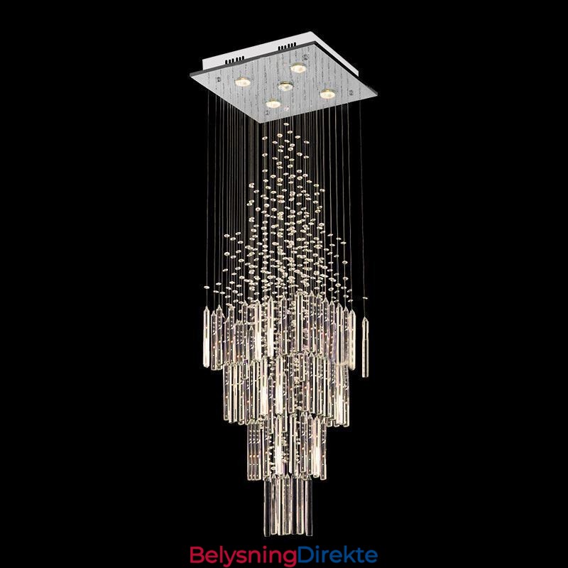 Moderne Firkantet Krystalllysekrone Moderne Elegant Taklampe Tosidig Trapp