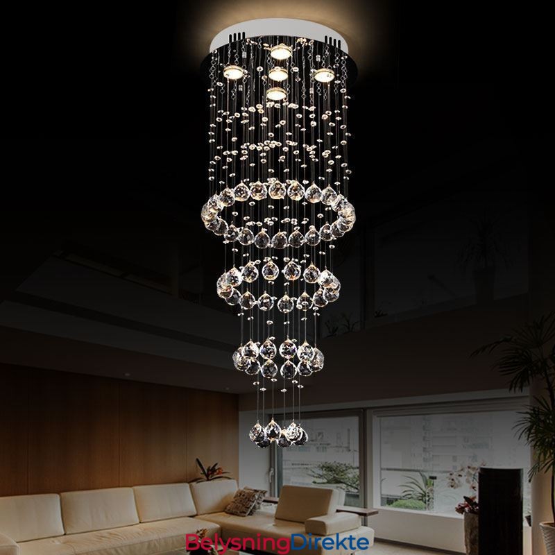 Krystalllysekrone Moderne Elegant Taklampe Tosidig Trapp