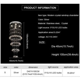 Krystalllysekrone Moderne Elegant Taklampe Tosidig Trapp