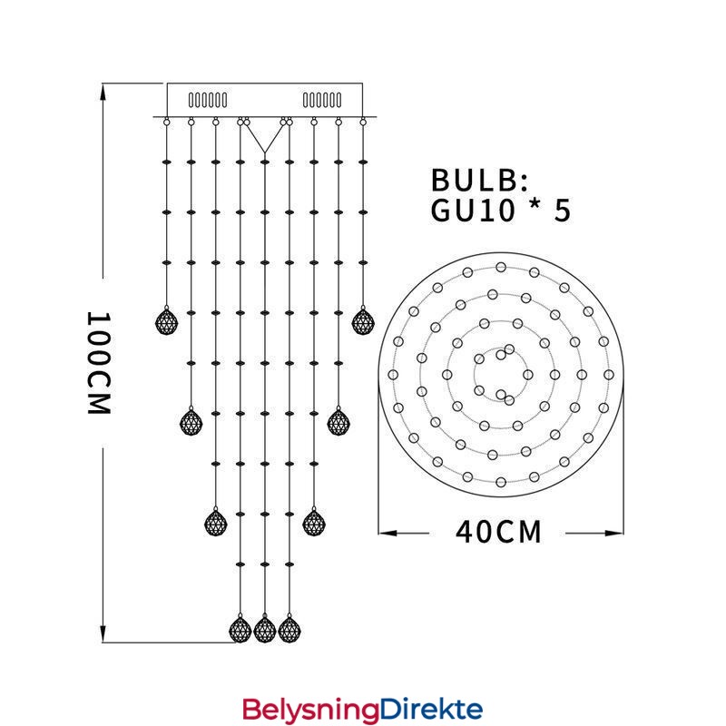 Krystalllysekrone Moderne Elegant Taklampe Tosidig Trapp