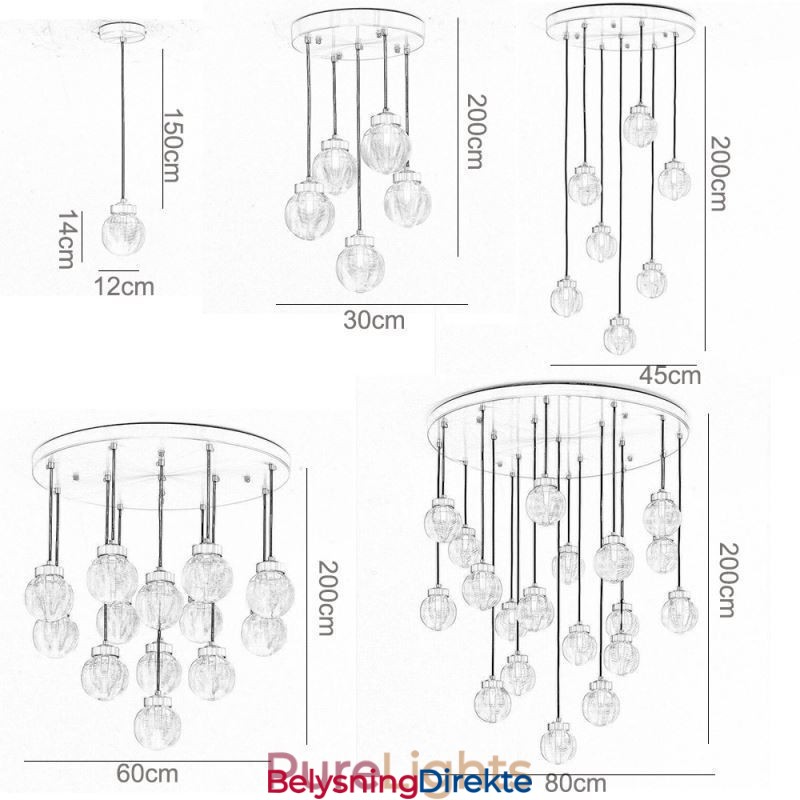 Amerikansk Cluster-Pendellampe Luksuriøs Taklampe I Glasskule