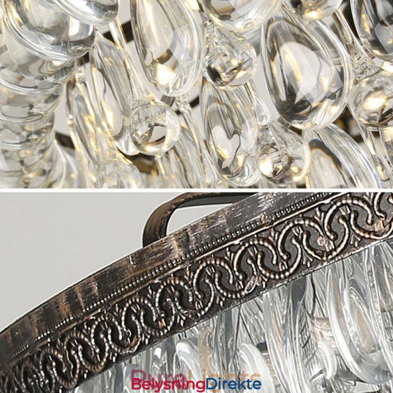 Amerikansk Krystalltaklampe Landlig Retro Rund Pendellampe