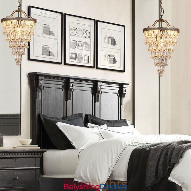 Amerikansk Krystalltaklampe Landlig Retro Rund Pendellampe