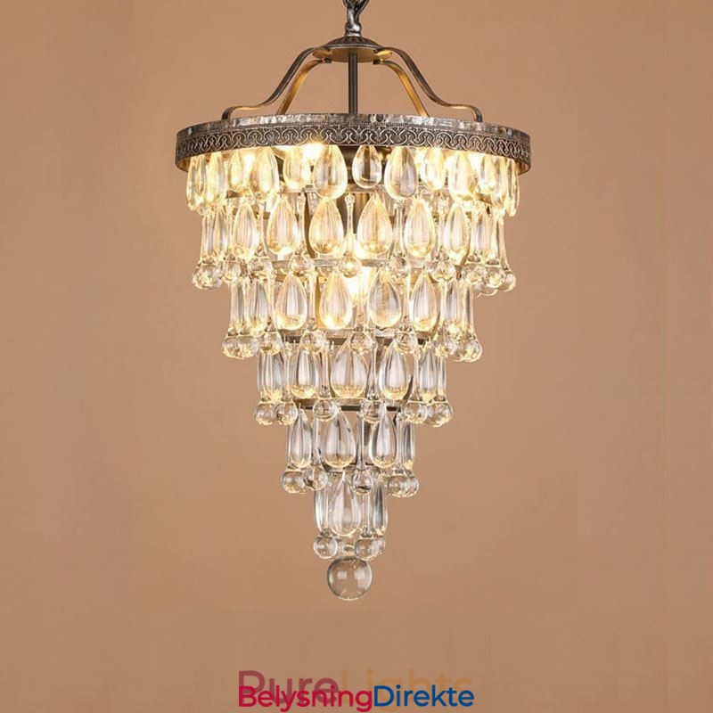 Amerikansk Krystalltaklampe Landlig Retro Rund Pendellampe