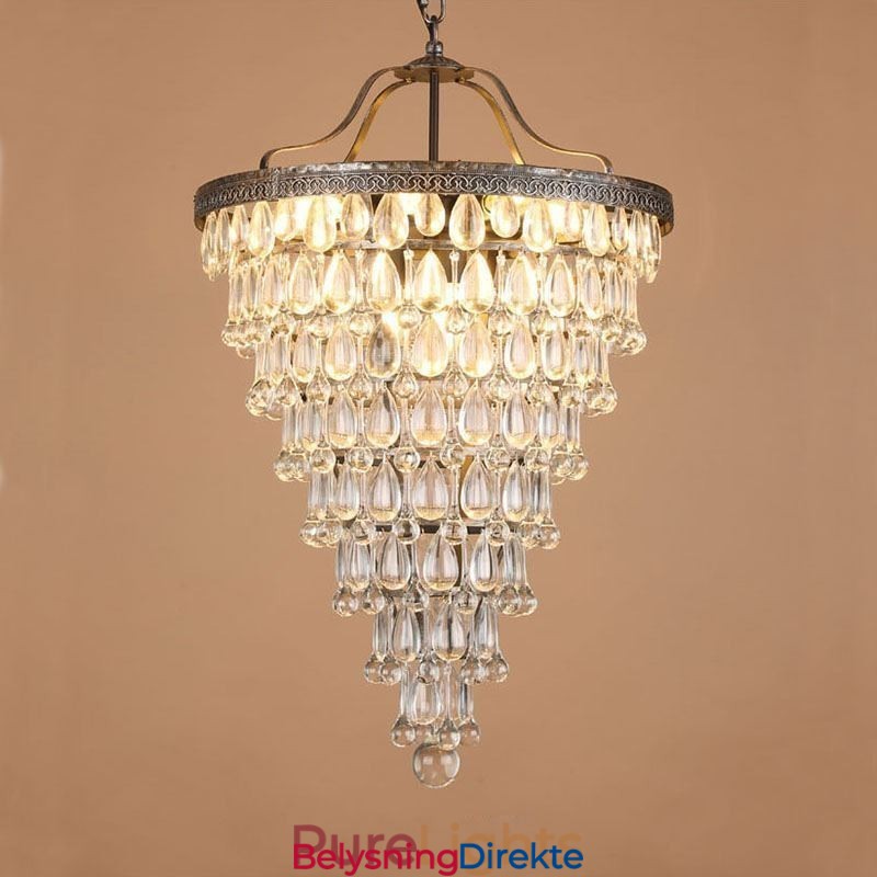 Amerikansk Krystalltaklampe Landlig Retro Rund Pendellampe